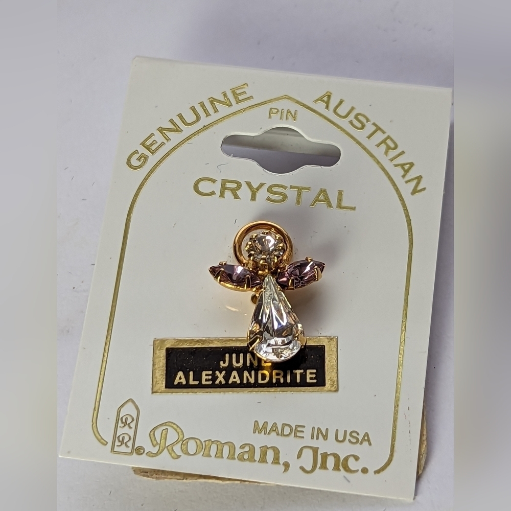 Roman Vintage Angel Genuine Austrian Crystal with Alexandrite pink wings June